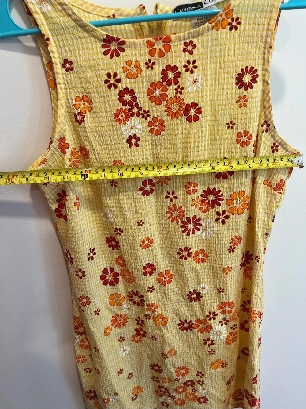 Vintage Yellow Floral Sundress with Red & Orange Blooms - Picture 6 of 8